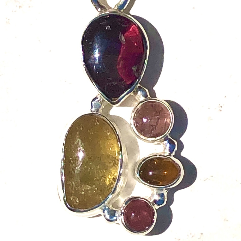 Pretty Petite Sterling Tourmaline Gemstone Pendant - Picture 3 of 4